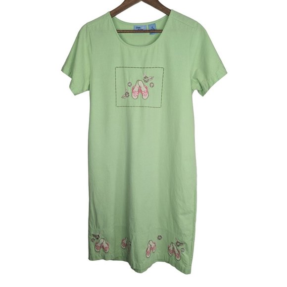 Jane Ashley 90's Y2K 100% Cotton Casual Midi Shift Dress Summer Beachy Wear sz S - Picture 1 of 10